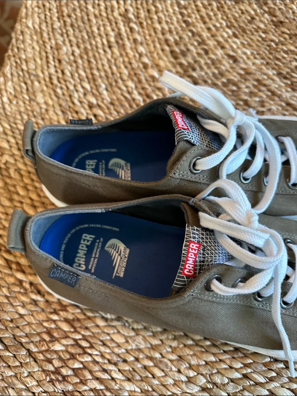 Camper Olive Canvas Low-Top Sneakers with White Laces- men’s size 13